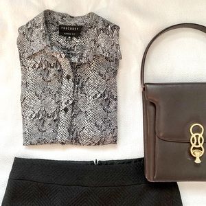 Foxcroft Snakeskin Print Black & White Button Up Shirt Petite